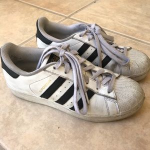 Adidas black and white superstars
